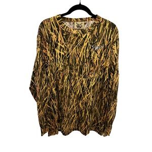 Made 2 Deceive  Grass Camo Long Sleeve  Men's Sz L Cotton Reel Wings Graphic